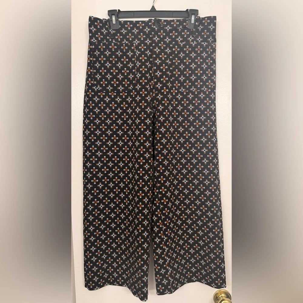 Maeve The Collette Cropped Wide Leg Geometric Pattern Black Size 32 - Picture 2 of 8